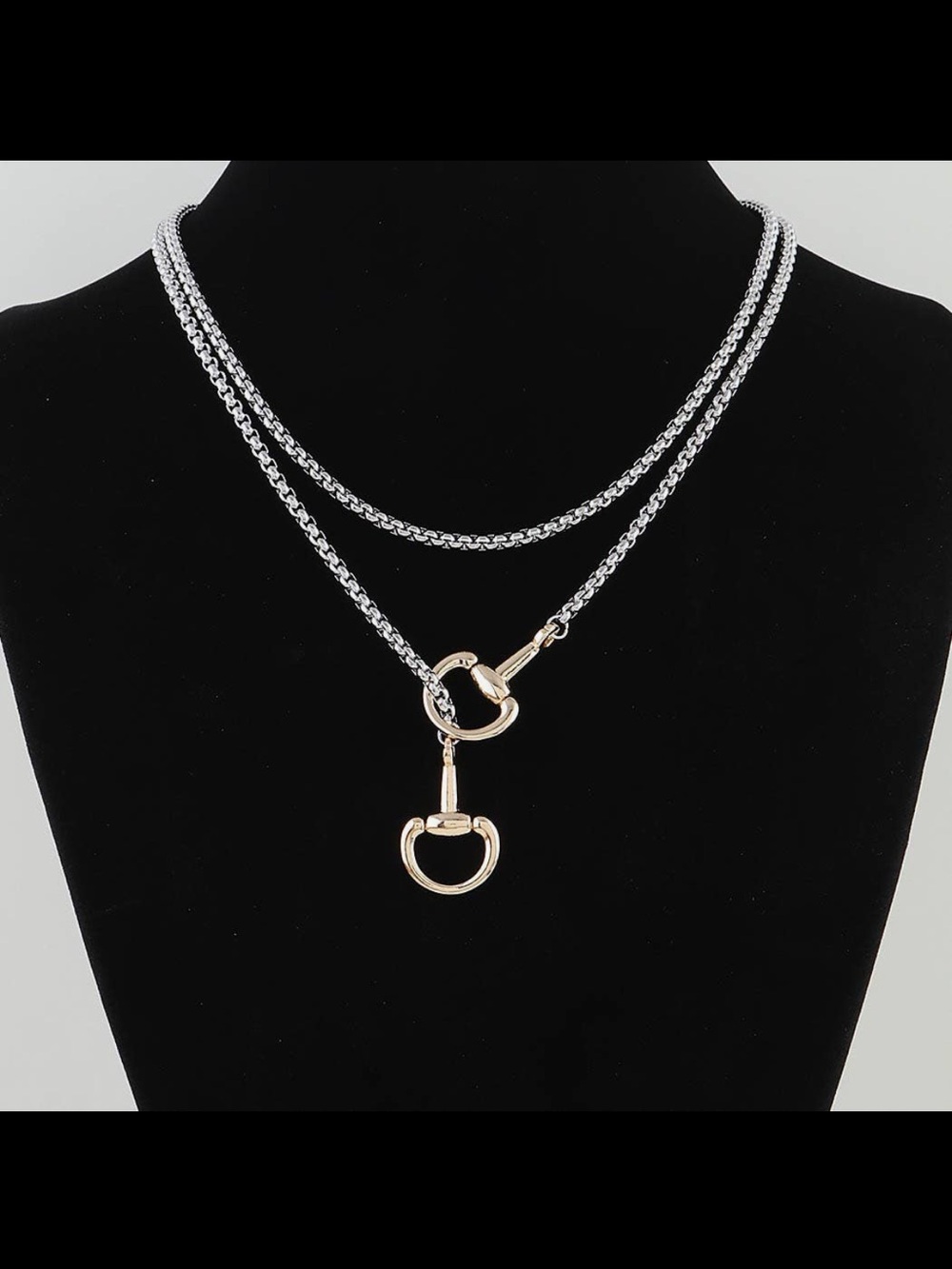 Gold and Silver Double-Layer Horsebit Necklace